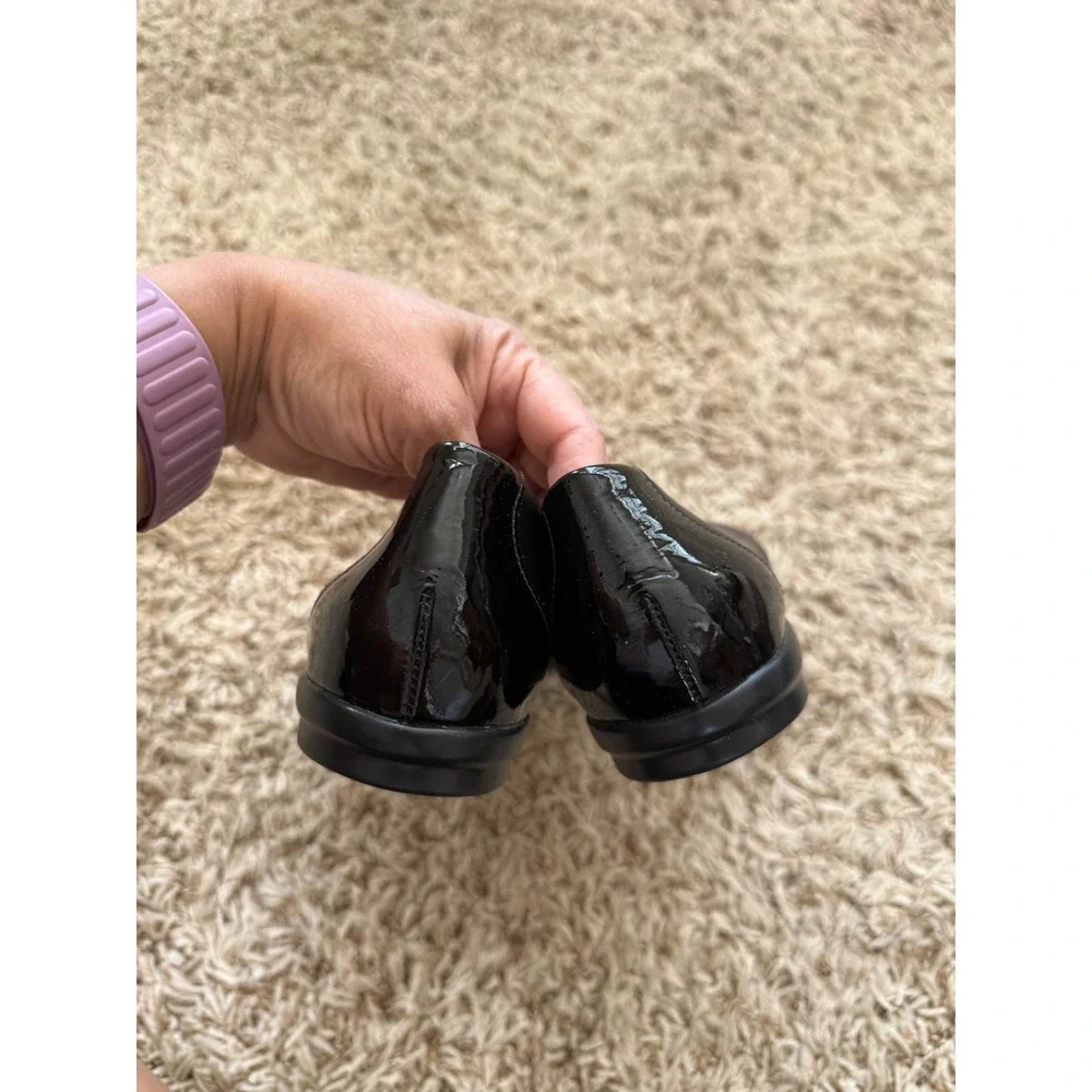 SAS Scenic Cap Toe Flats Size 10 Black Leather Patent Ballet NWOB Made USA